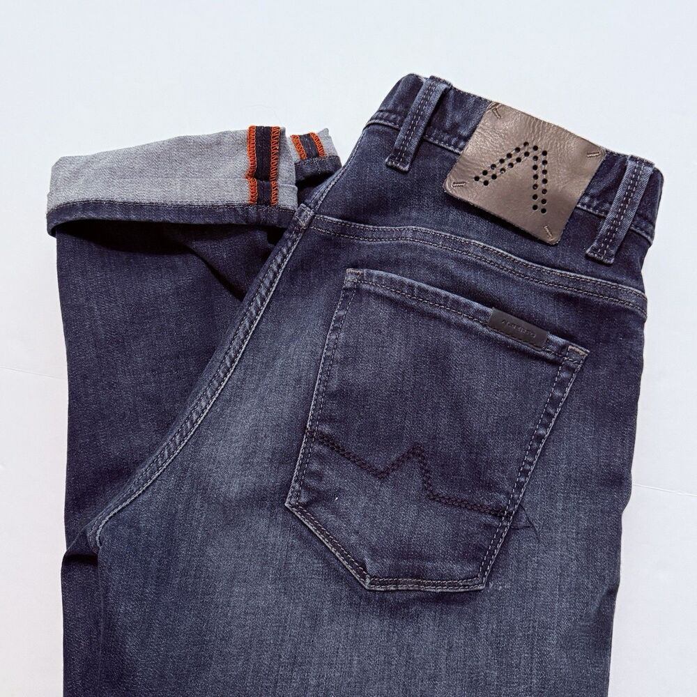 ALBERTO Jean 31x30 Actual Pipe Slim Fit Dark Wash Blue Authentic Selvedge Denim